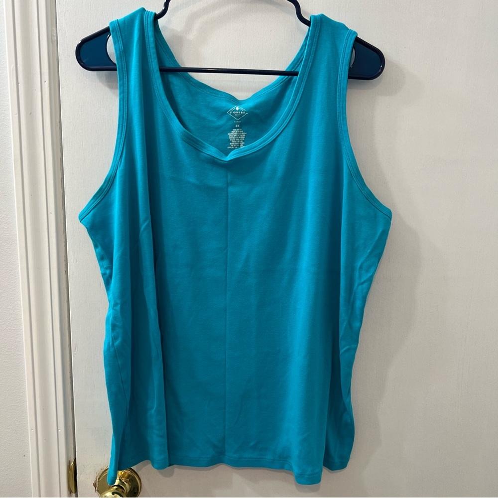 St. John’s Bay Women’s  Tank Top T-shirt, blue size 3X ribbed knit